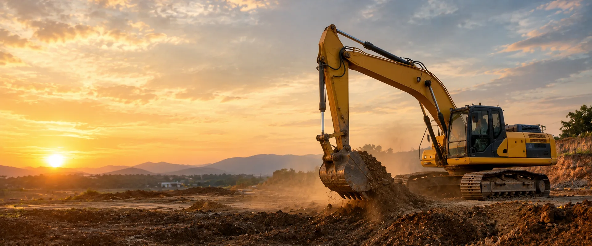 Excavator bekerja di lokasi proyek